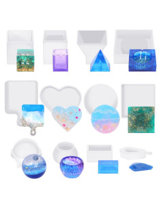KISREL Kit de Moldes de Silicona para Resina Epóxica 12PCS