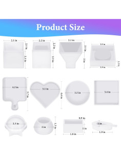 KISREL Kit de Moldes de Silicona para Resina Epóxica 12PCS 2
