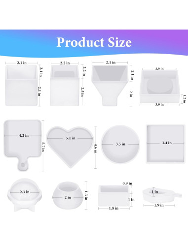 KISREL Kit de Moldes de Silicona para Resina Epóxica 12PCS