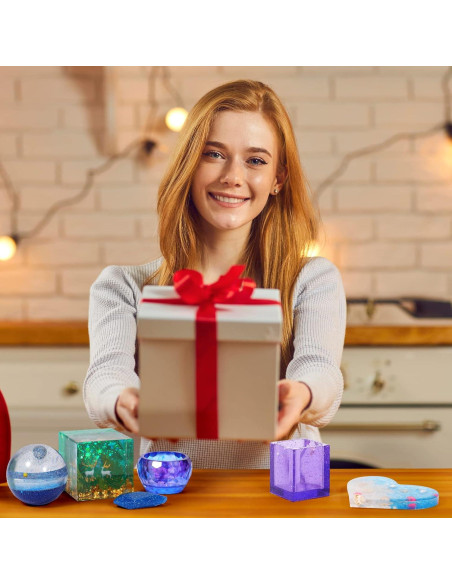 KISREL Kit de Moldes de Silicona para Resina Epóxica 12PCS