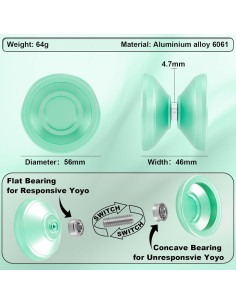 Yoyo Profesional HKSOD Verde para Niños y Adultos - Metal 2