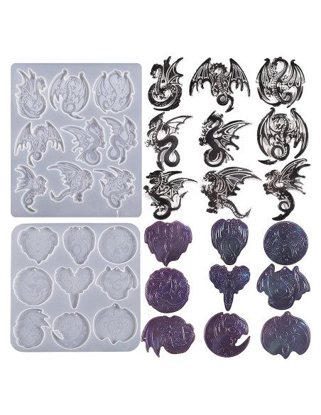 Paquete de 2 Moldes de Silicona Dragón ESEENS - 5 cm
