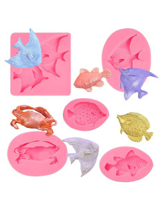 5 Moldes de Silicona para Fondant nklbio F-133 Marinos