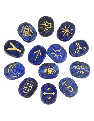 Conjunto de 13 Runas de Lapis Lazuli Mookaitedecor para Adivinación