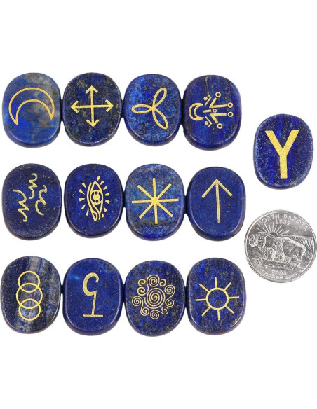 Conjunto de 13 Runas de Lapis Lazuli Mookaitedecor para Adivinación