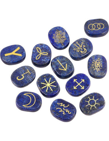 Conjunto de 13 Runas de Lapis Lazuli Mookaitedecor para Adivinación