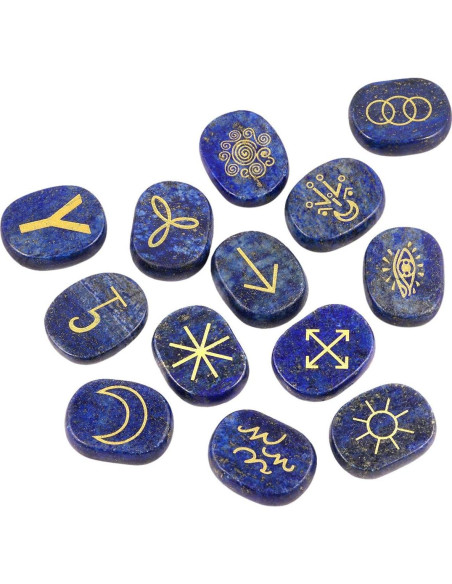 Conjunto de 13 Runas de Lapis Lazuli Mookaitedecor para Adivinación
