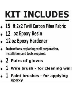 Kit de Reparación de Grietas en Paredes de Sótano Fibra de Carbono 0.61m 2