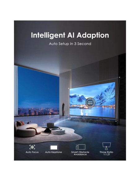 Proyector 4K ZCGIOBN A6 Inteligente con WiFi y Bluetooth