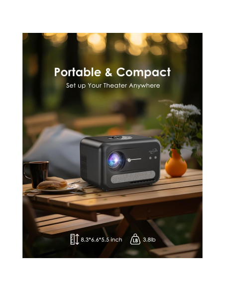 Proyector 4K ZCGIOBN A6 Inteligente con WiFi y Bluetooth