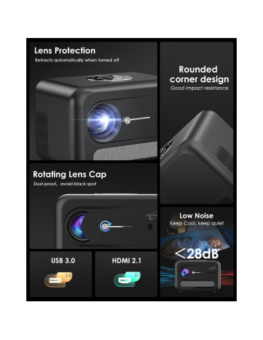 Proyector 4K ZCGIOBN A6 Inteligente con WiFi y Bluetooth
