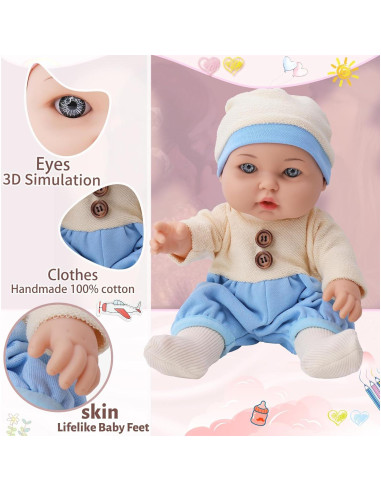 Muñeca de Bebé TUSALMO 30 cm con Accesorios para Niños