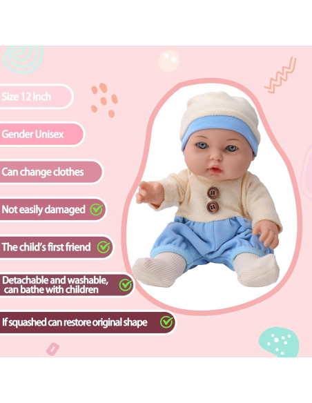 Muñeca de Bebé TUSALMO 30 cm con Accesorios para Niños Muñeca de Bebé TUSALMO 30 cm con Accesorios para Niños
