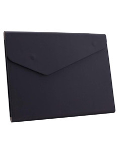 Carpeta de Piel PU A4 Enyuwlcm Negra Impermeable con Cierre Magnético