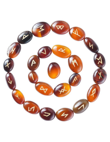 Set de Runas de Onyx Marrón Crocon - 25 Piezas Hechas a Mano