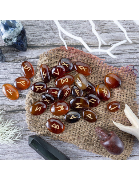 Set de Runas de Onyx Marrón Crocon - 25 Piezas Hechas a Mano