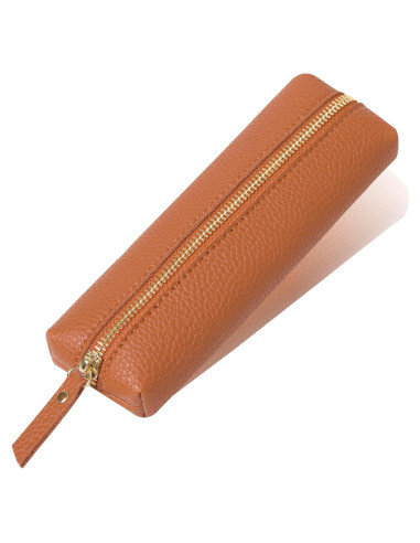 Estuche de Lápiz PU HXKJ Marrón Gran Capacidad 20x6x3cm