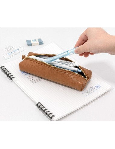 Estuche de Lápiz PU HXKJ Marrón Gran Capacidad 20x6x3cm