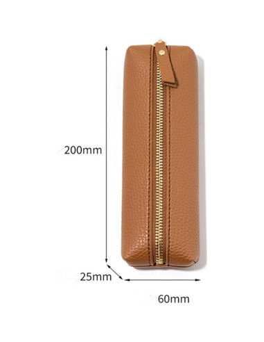 Estuche de Lápiz PU HXKJ Marrón Gran Capacidad 20x6x3cm