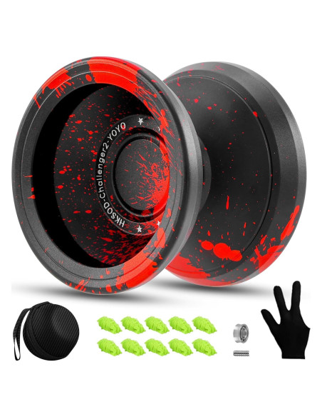 Yo-Yo Profesional HKSOD Metal Negro y Rojo para Niños y Adultos Yo-Yo Profesional HKSOD Metal Negro y Rojo para Niños y Adultos