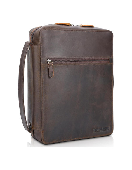 Funda de Biblia de Cuero Polare Marrón Oscuro 28x21 cm