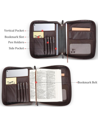 Funda de Biblia de Cuero Polare Marrón Oscuro 28x21 cm