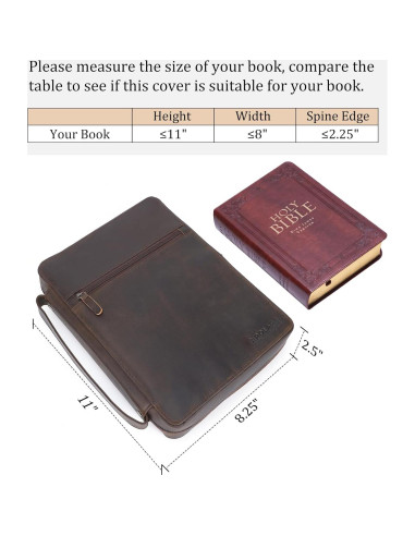 Funda de Biblia de Cuero Polare Marrón Oscuro 28x21 cm