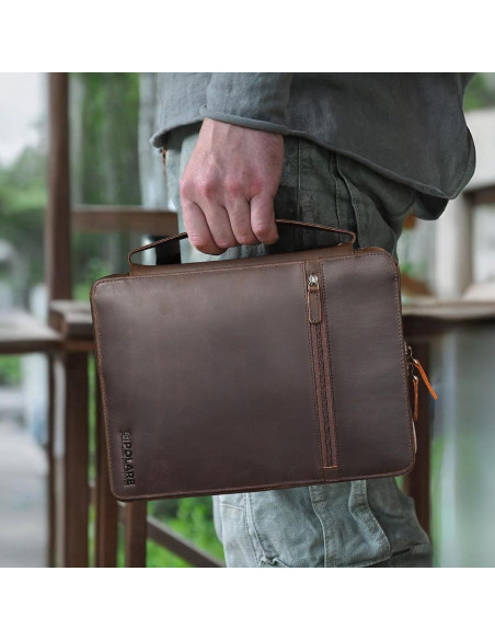 Funda de Biblia de Cuero Polare Marrón Oscuro 28x21 cm