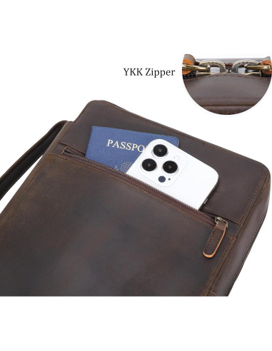 Funda de Biblia de Cuero Polare Marrón Oscuro 28x21 cm