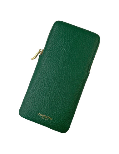 Estuche de Cuero Genuino Cockatoo Verde Oscuro para Gafas