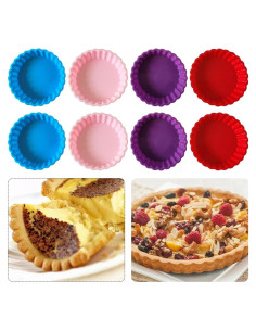 Molde de Quiche de Silicona QKDS - Paquete de 8 Moldes Redondos 10.8 cm
