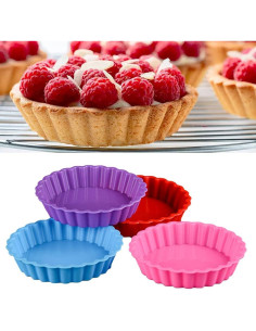 Molde de Quiche de Silicona QKDS - Paquete de 8 Moldes Redondos 10.8 cm 2