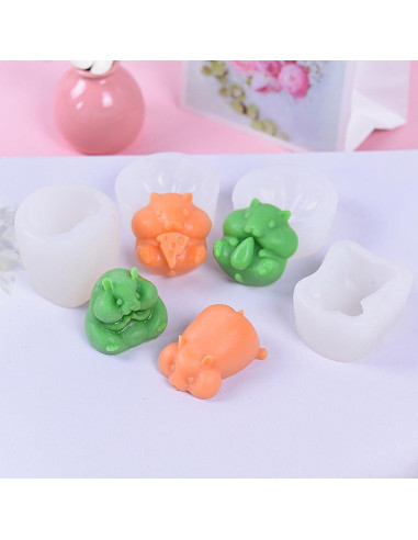 4 Moldes de Silicona 3D Hámster Cjeuxnr para Postres