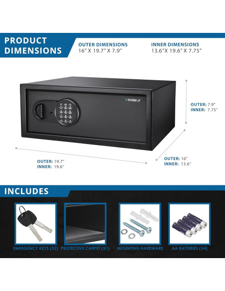 Caja Fuerte Digital Barska 1.2 Pies Cúbicos Acero Negro