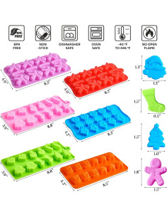 Set de 6 Moldes de Silicona Navideños CLUEWR - Santa, Árbol, Jengibre 2