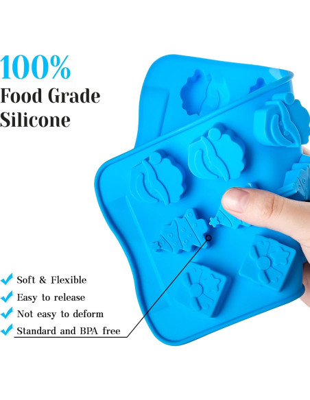 Set de 6 Moldes de Silicona Navideños CLUEWR - Santa, Árbol, Jengibre