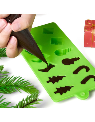 Set de 6 Moldes de Silicona Navideños CLUEWR - Santa, Árbol, Jengibre