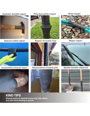 Cinta de Reparación de Fibra de Vidrio AMIZUHE 4" x 4.57m