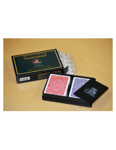 Juego de Cartas Modiano Texas Poker Jumbo Plástico Rojo y Azul