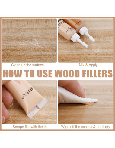 Kit de Reparación de Muebles SEISSO - 12 Colores Relleno de Madera