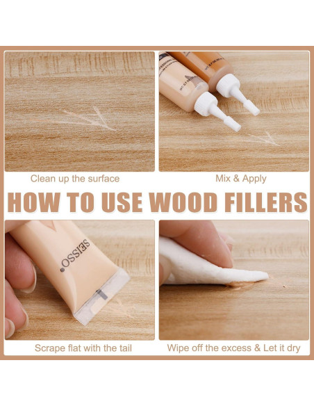 Kit de Reparación de Muebles SEISSO - 12 Colores Relleno de Madera