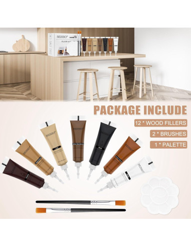 Kit de Reparación de Muebles SEISSO - 12 Colores Relleno de Madera