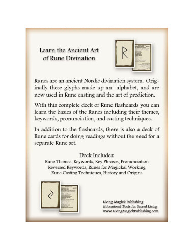 Cartas de Aprendizaje de Runas Futhark Living Magick 24 Tarjetas