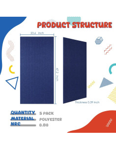 Paneles Acústicos 5 Pack EVENRISING 120x60 cm Azul Marino 2