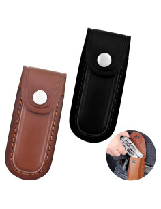 Funda de Cuchillo de Cuero Arvintas 2 Paquetes con Botón