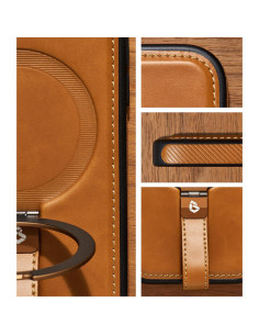 Funda de cuero marrón para iPhone Air con soporte magnético 2