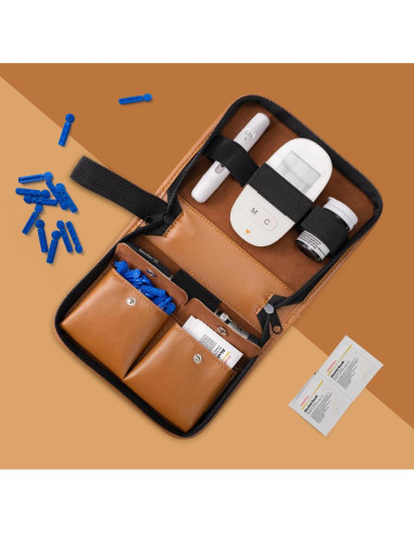 Estuche de Glucosa SHBC de Cuero PU Ecológico con Bolsillos