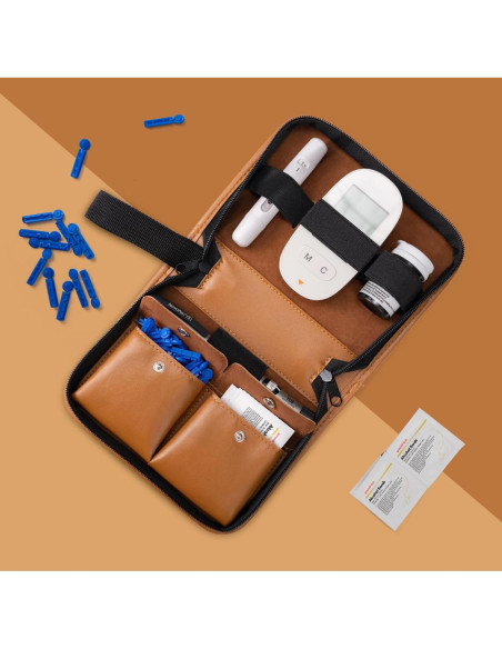 Estuche de Glucosa SHBC de Cuero PU Ecológico con Bolsillos