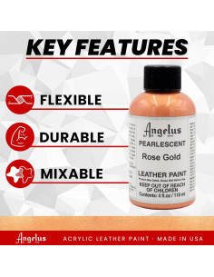 Pintura para Cuero Angelus 118 ml Oro Rosa - Acabado Brillante 2