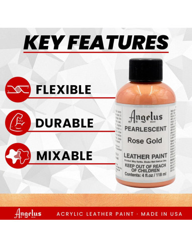 Pintura para Cuero Angelus 118 ml Oro Rosa - Acabado Brillante